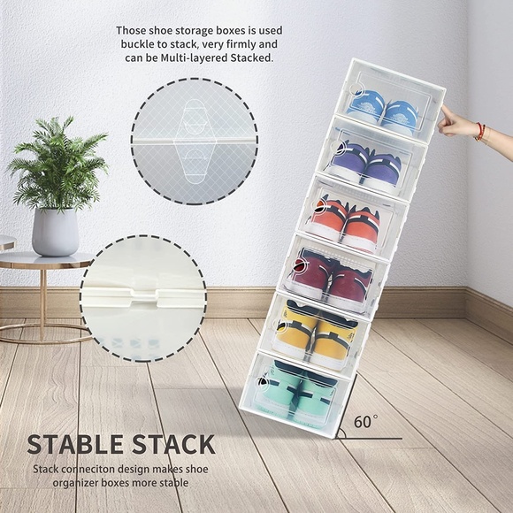 15  Pack Stackable Shoe Organizer Front Opening Lids, Ventilation & Dust-Proof - Picture 6 of 9